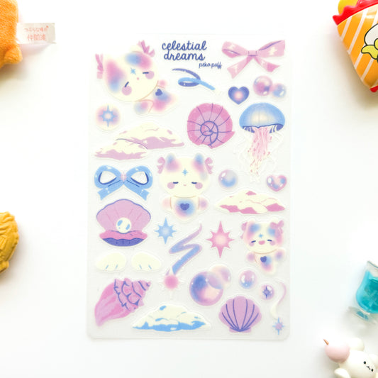 Celestial Dreams Clear Glittery Sticker Sheet