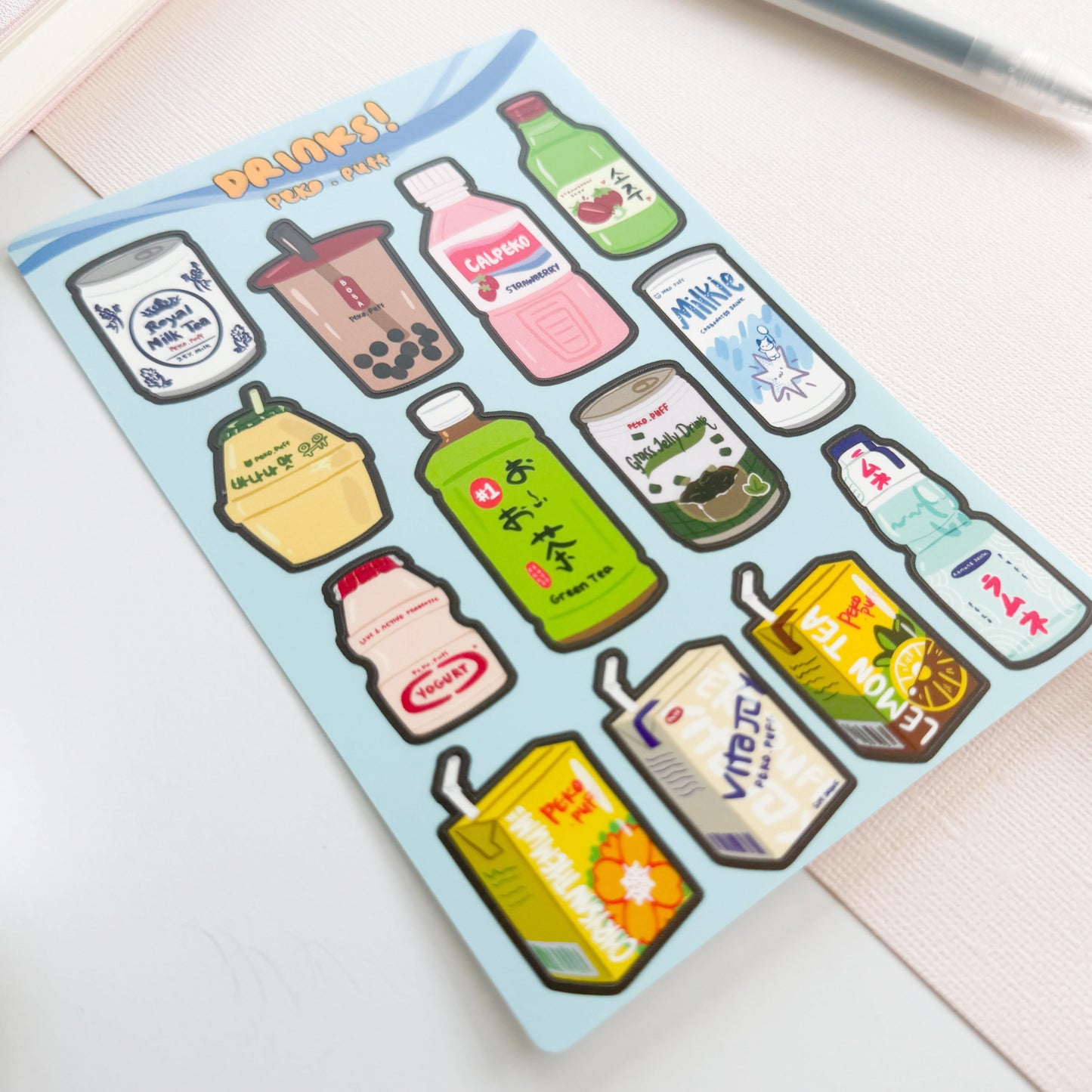 Asian Drinks Sticker Sheet