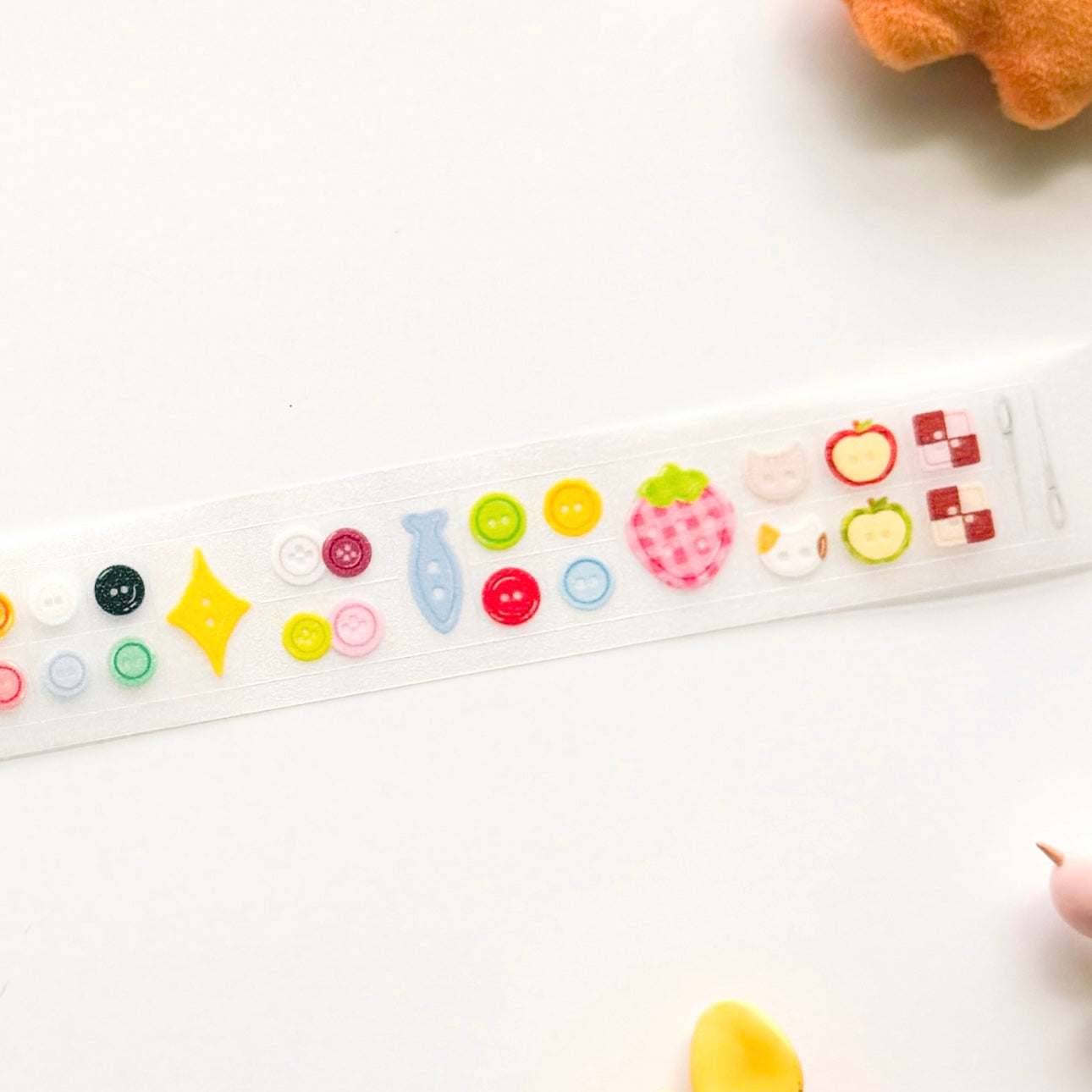 Buttons Die Cut Clear Glittery Sticker Roll
