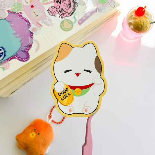 Lucky Cat Puff Vinyl Sticker