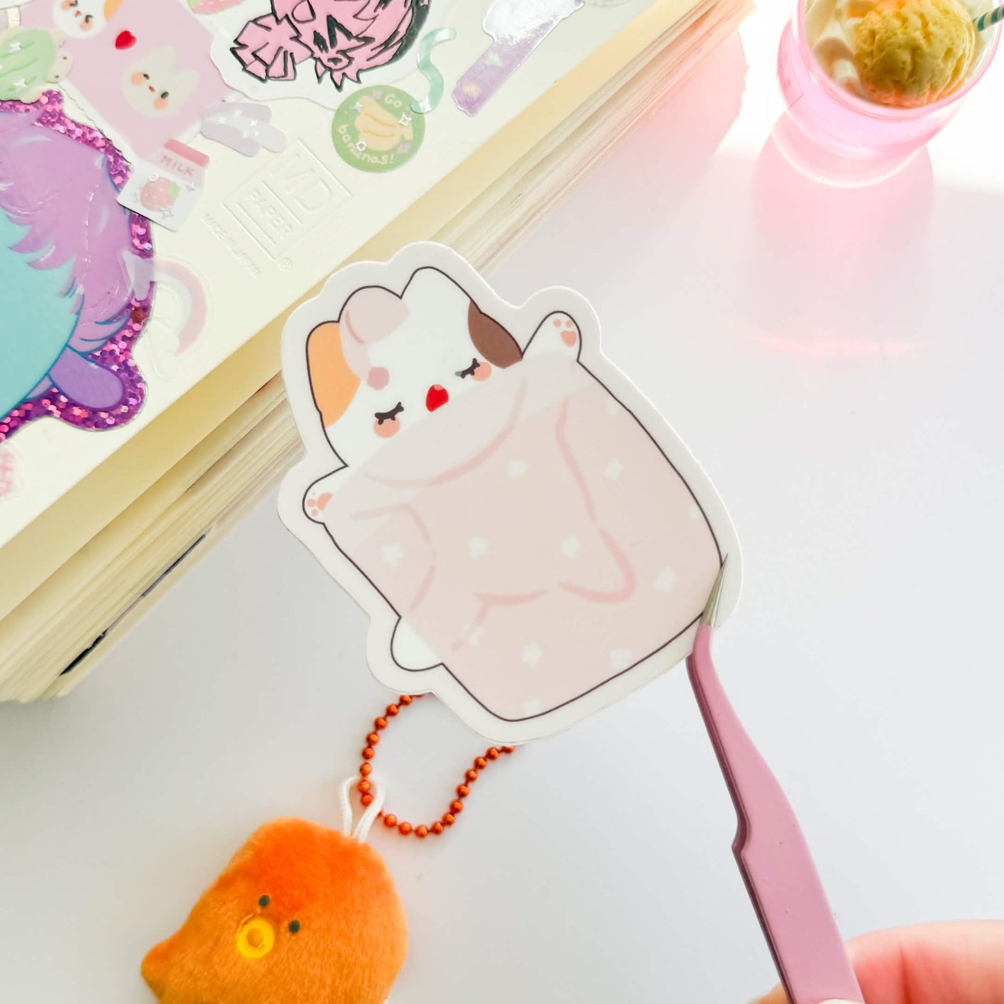 Sleepy Cat Puff Vinyl Sticker