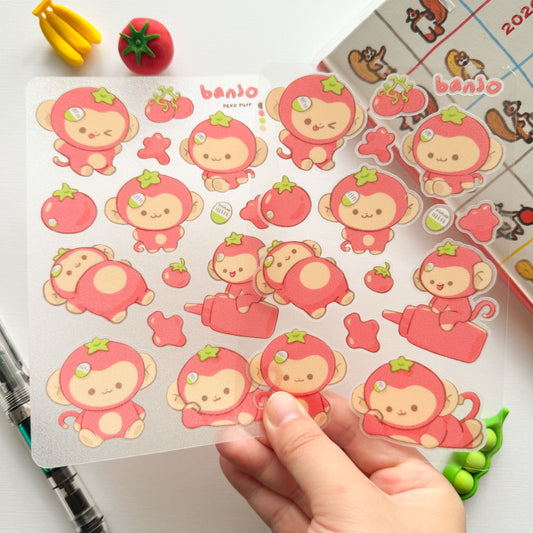 Banjo the Tomato Monkey 2.0 Clear Sticker Sheet