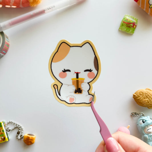 Boba Cat Puff Vinyl Sticker