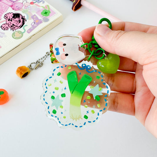 Green Onion Trinket Charm Keychain
