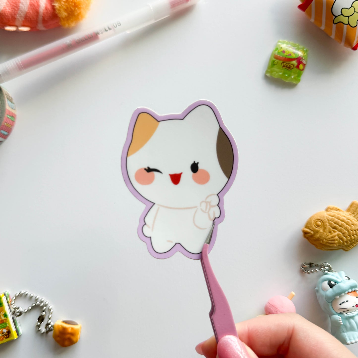 Peace Gyaru Cat Vinyl Sticker