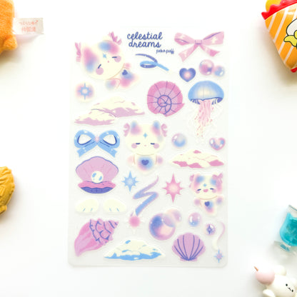 Celestial Dreams Clear Glittery Sticker Sheet