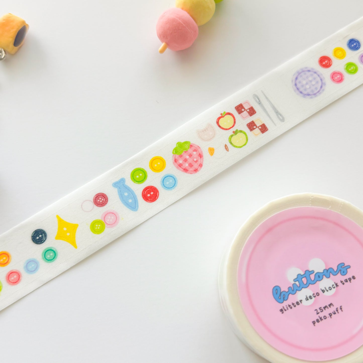 Misprinted Buttons Die Cut Glittery Sticker Roll