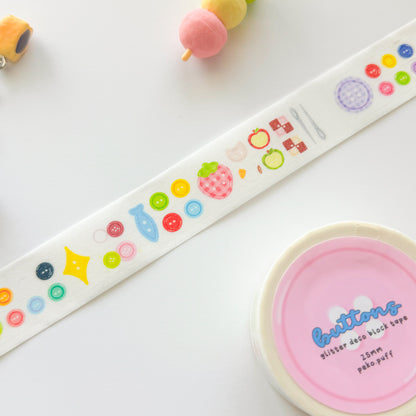 Misprinted Buttons Die Cut Glittery Sticker Roll