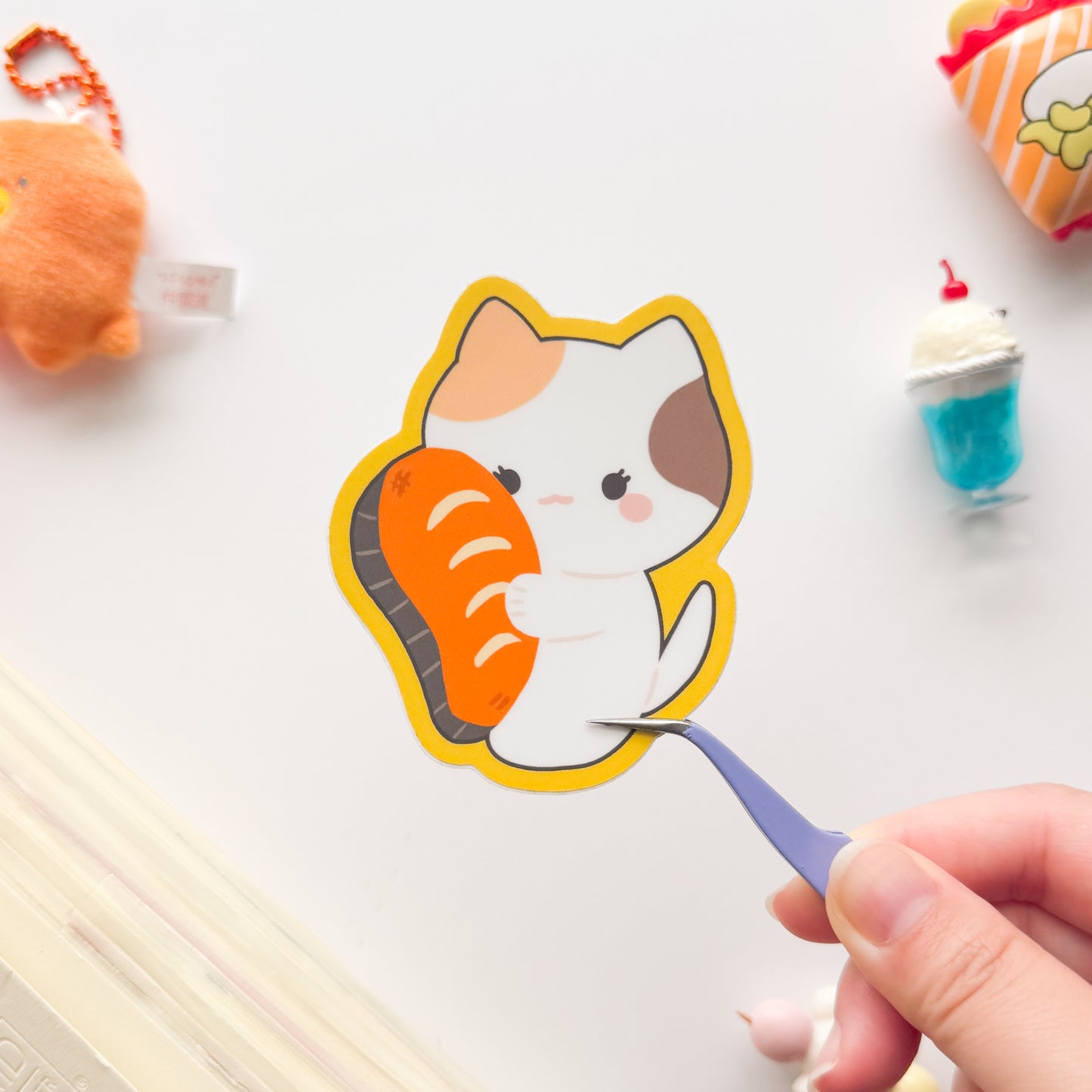 Puff Holding Salmon Vinyl Sticker