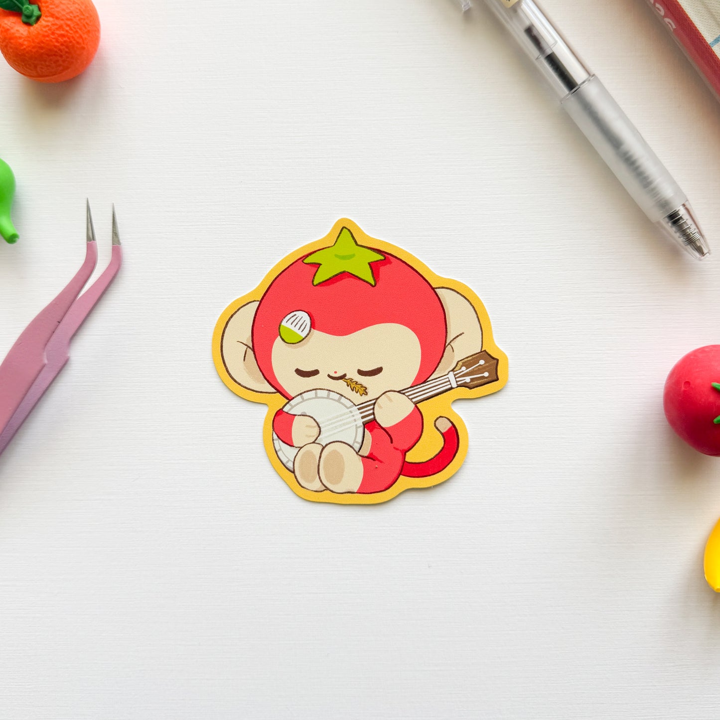 Banjo the Tomato Monkey Playing the Banjo Sticker