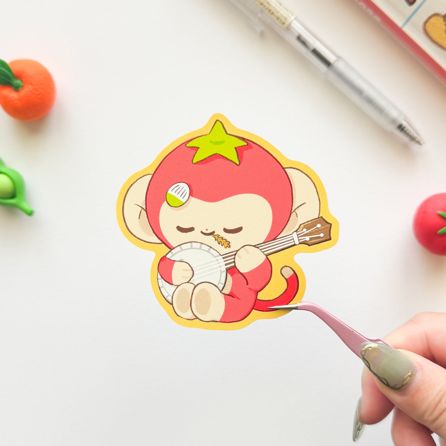 Banjo the Tomato Monkey Playing the Banjo Sticker