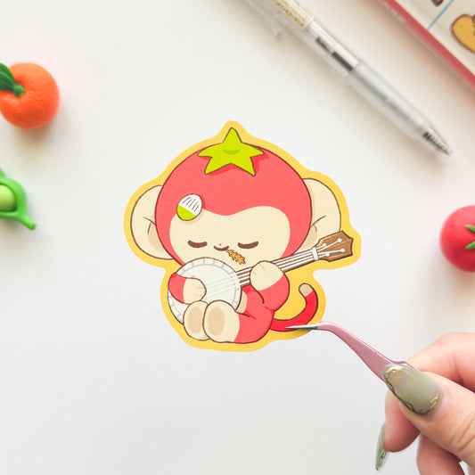 Banjo the Tomato Monkey Playing the Banjo Sticker