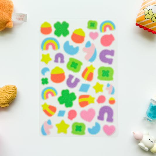 Lucky Marshmallows Clear Glittery Deco Sticker Sheet