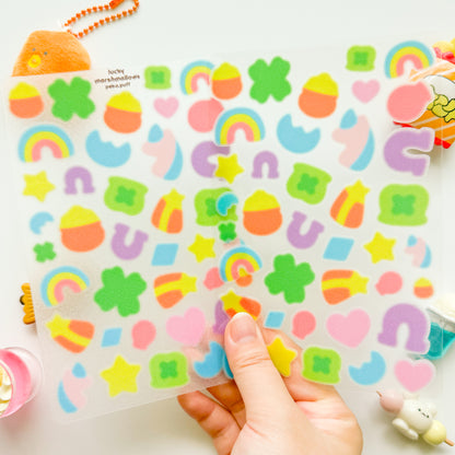 Lucky Marshmallows Clear Glittery Deco Sticker Sheet