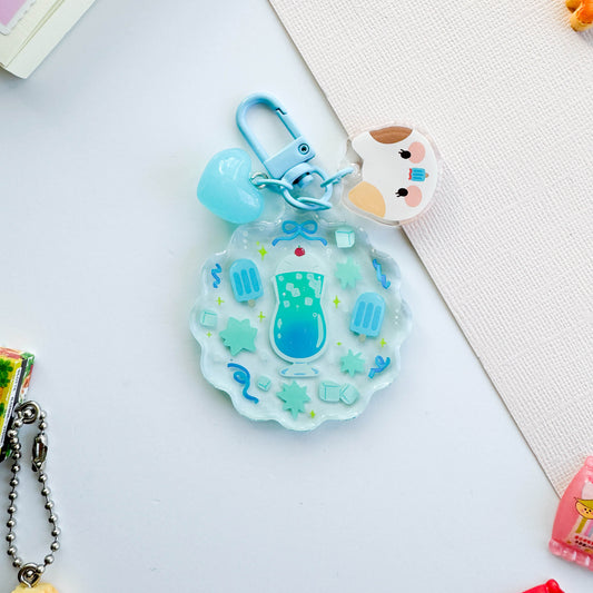 Blue Cream Soda Trinket Charm Keychain