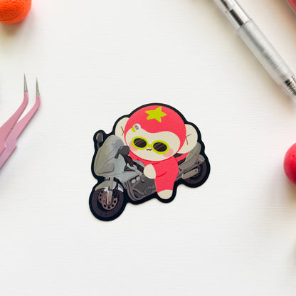 Motorcycle Banjo Tomato Monkey Sticker (Chrome Specialty)