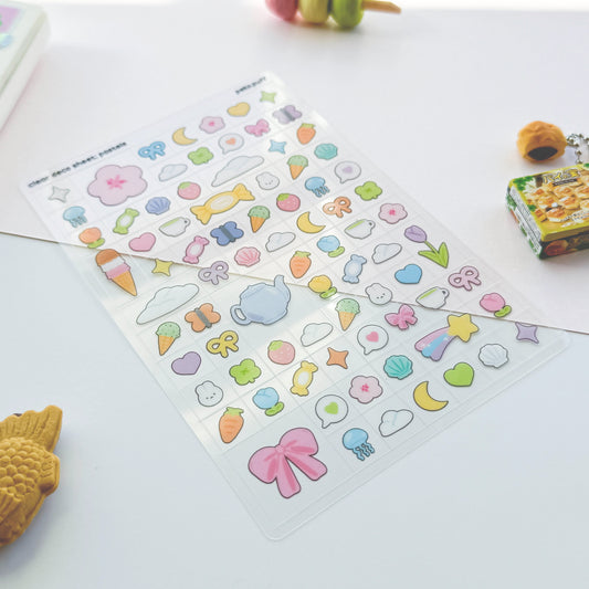 Clear Pastel Block Deco Sticker Sheet