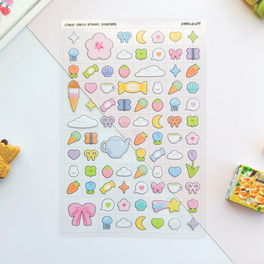 Clear Pastel Block Deco Sticker Sheet