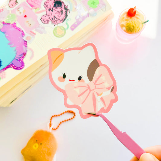 Coquette Bow Puff Vinyl Sticker
