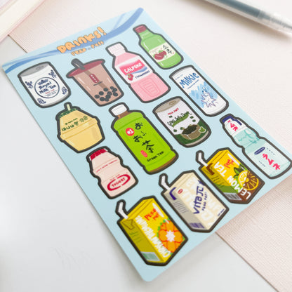 Asian Drinks Sticker Sheet
