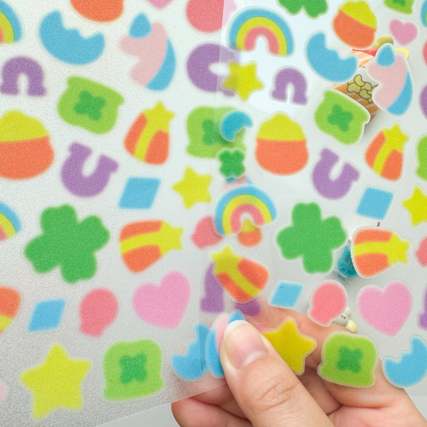 Lucky Marshmallows Clear Glittery Deco Sticker Sheet
