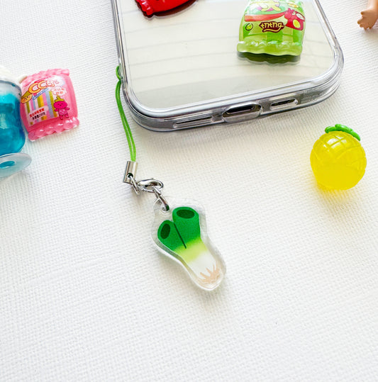 Green Onion Phone Charm