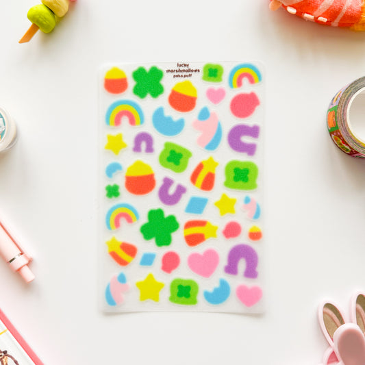 Lucky Marshmallows Clear Glittery Deco Sticker Sheet