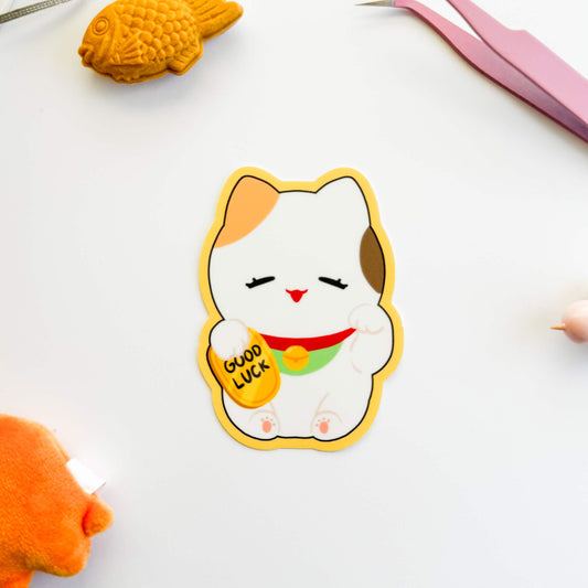 Lucky Cat Puff Vinyl Sticker