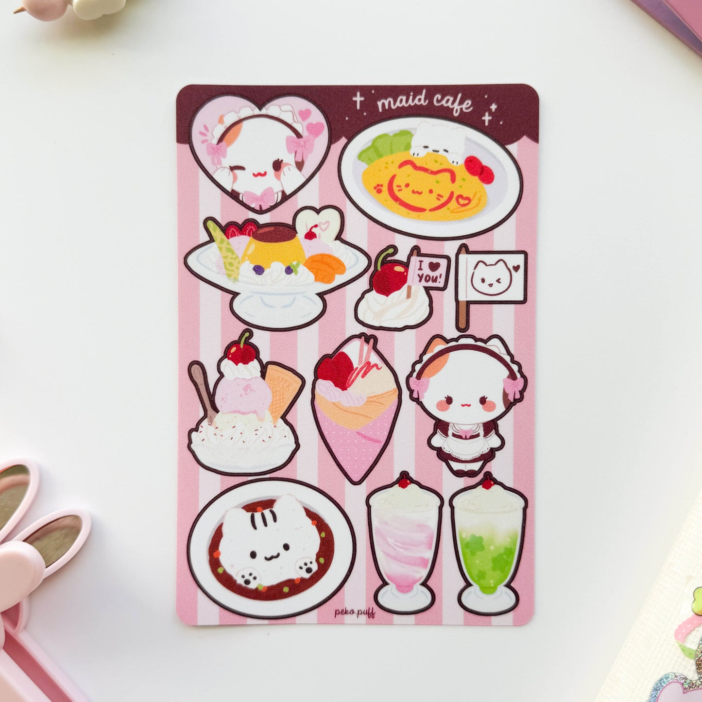 Maid Cafe Glittery Sticker Sheet