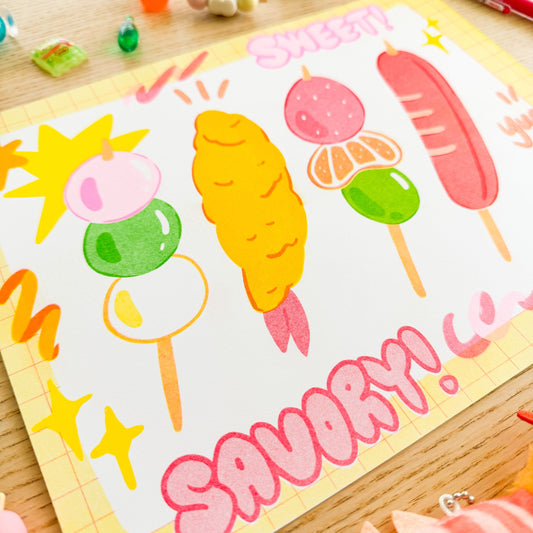 Sweet & Savory Risograph Print