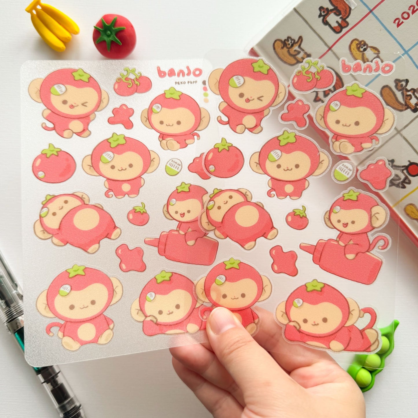 Banjo the Tomato Monkey 2.0 Clear Sticker Sheet