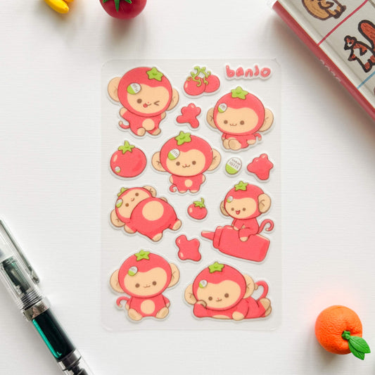 Banjo the Tomato Monkey 2.0 Clear Sticker Sheet