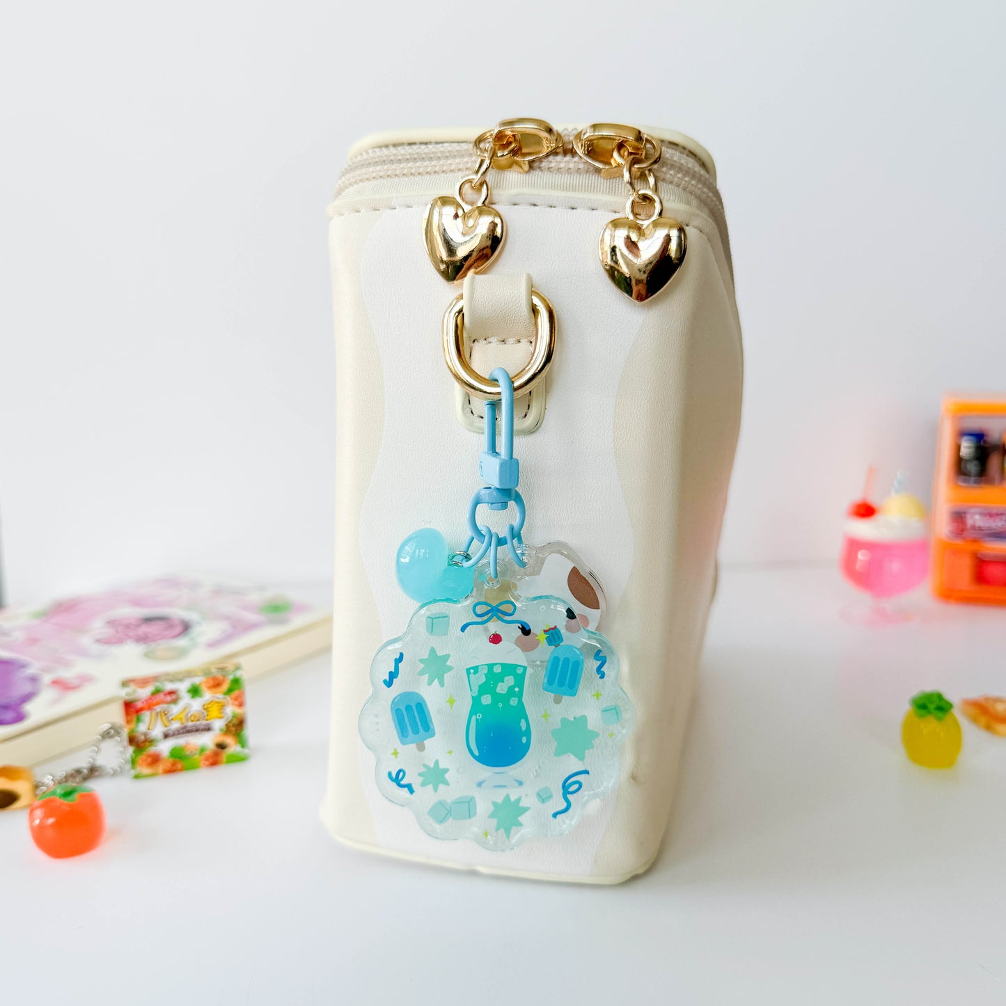 Blue Cream Soda Trinket Charm Keychain