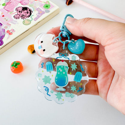 Blue Cream Soda Trinket Charm Keychain