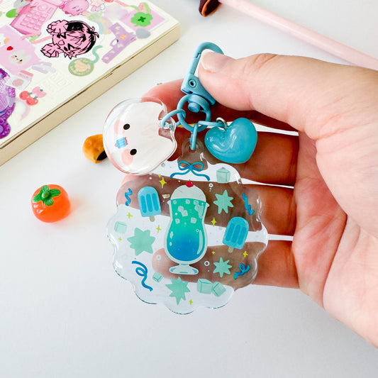 Blue Cream Soda Trinket Charm Keychain