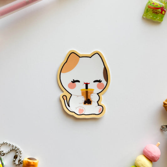 Boba Cat Puff Vinyl Sticker
