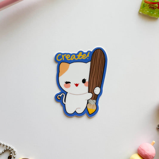 Create! Cat Puff Vinyl Sticker