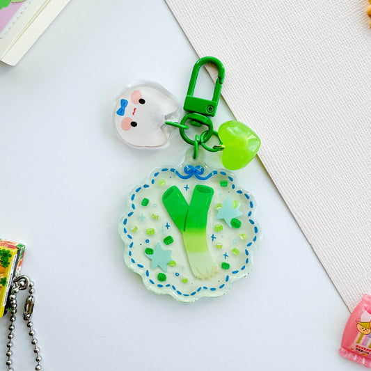 Green Onion Trinket Charm Keychain