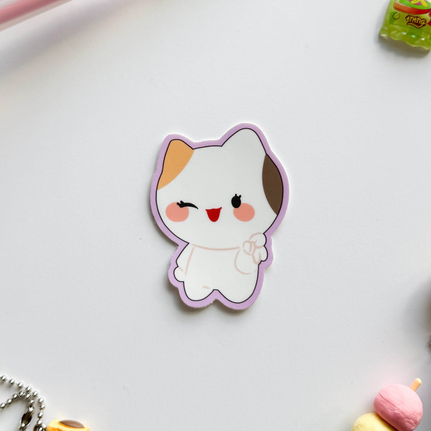 Peace Gyaru Cat Vinyl Sticker