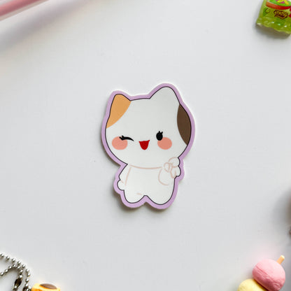 Peace Gyaru Cat Vinyl Sticker