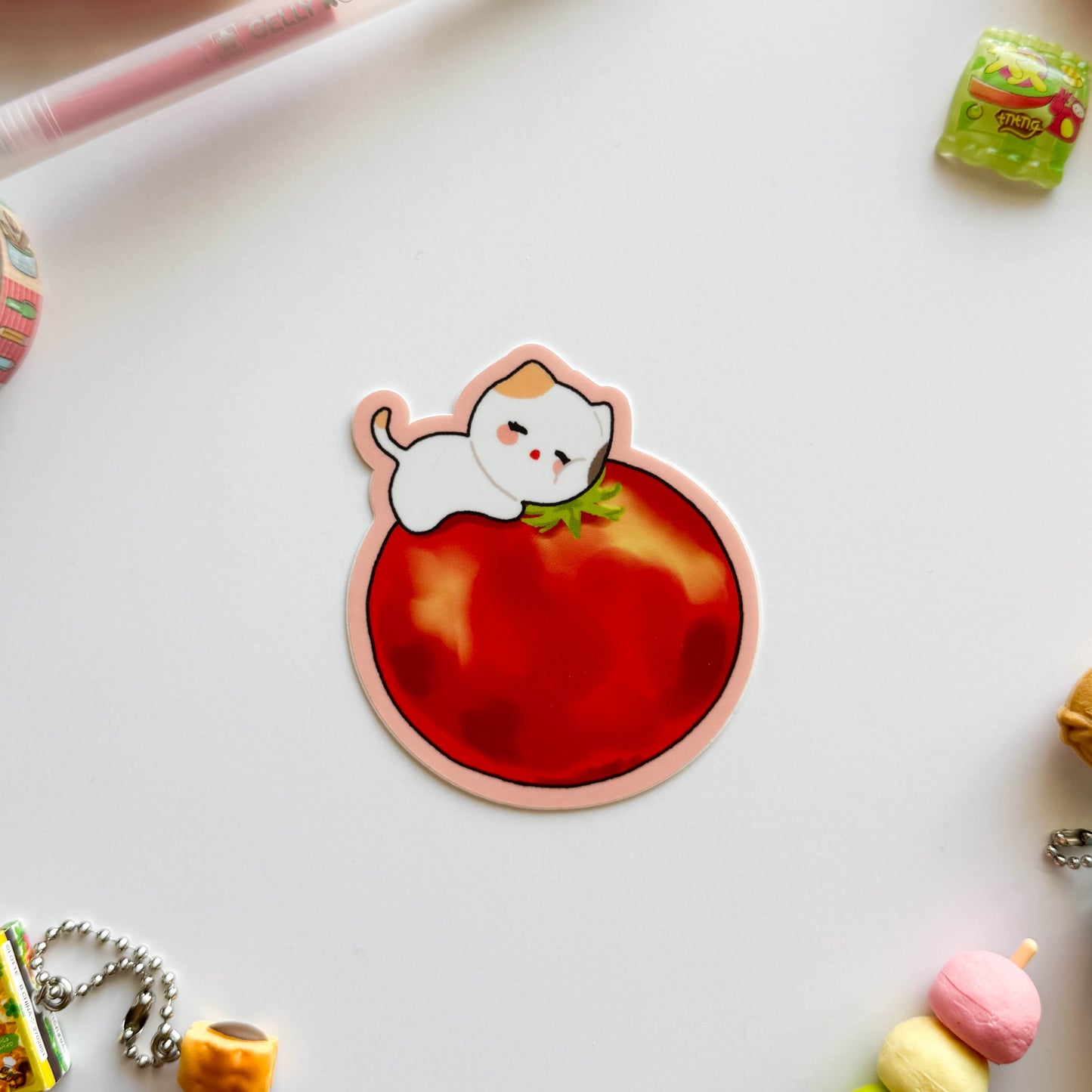 Sleepy Tomato Cat Vinyl Sticker