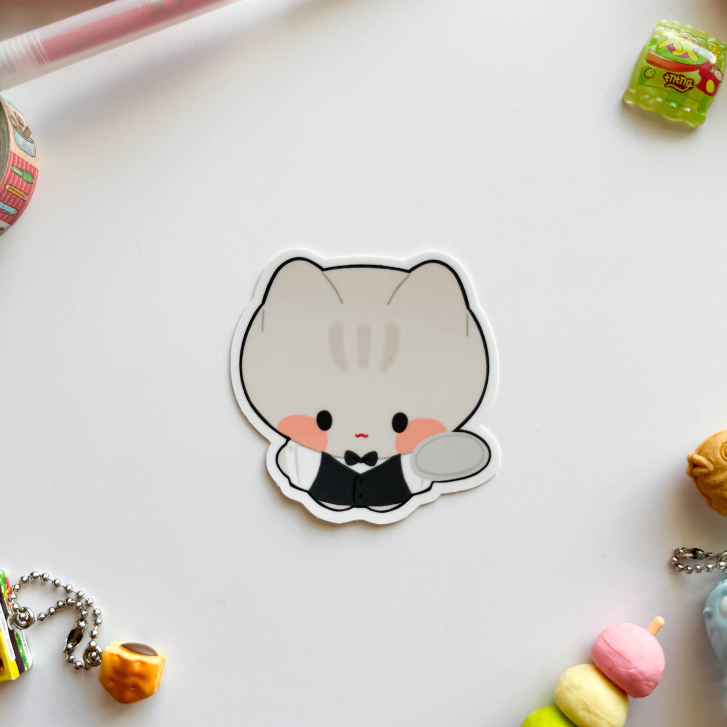 Waiter Cat Vinyl Sticker