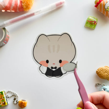 Waiter Cat Vinyl Sticker